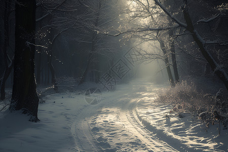 白雪皑皑的森林背景图片