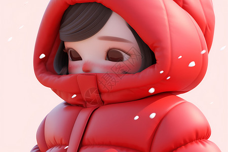 飞雪中的小女孩背景图片