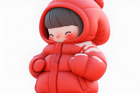 羽绒棉服冬日里的小女孩插画