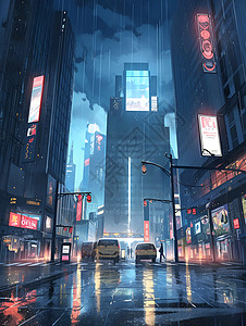 暴雨中的城市背景图片