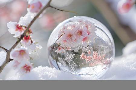 水晶球里的梅花背景图片