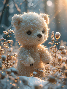 雪地里的小熊背景图片