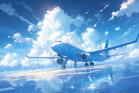 蓝天下的飞机背景图片
