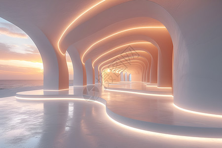 模糊的灯光灯光中的隧道设计图片