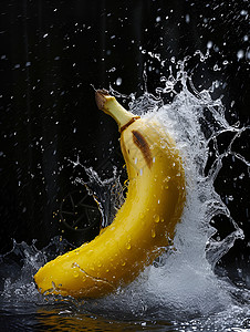 香蕉水花溅开背景图片
