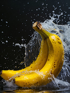 水花溅起的香蕉背景图片