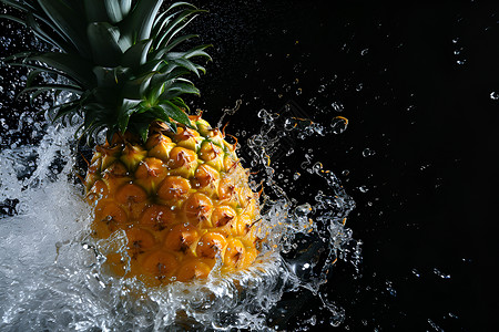 菠萝冲入水中高清图片