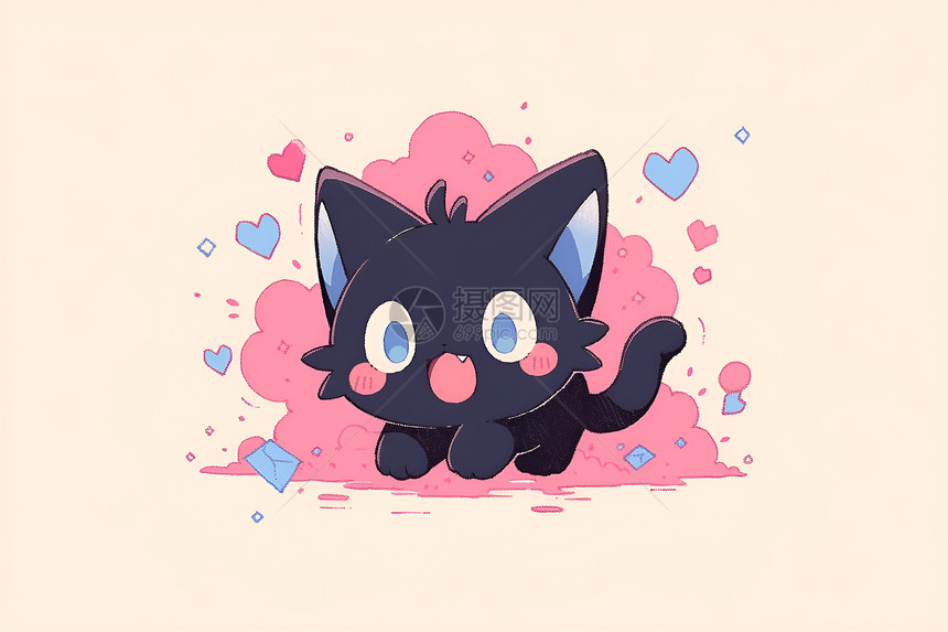 快乐的黑色小猫图片