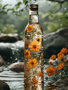 玻璃瓶的花卉背景图片