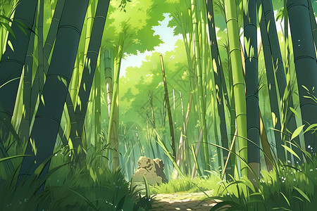 竹林中的宁静背景图片