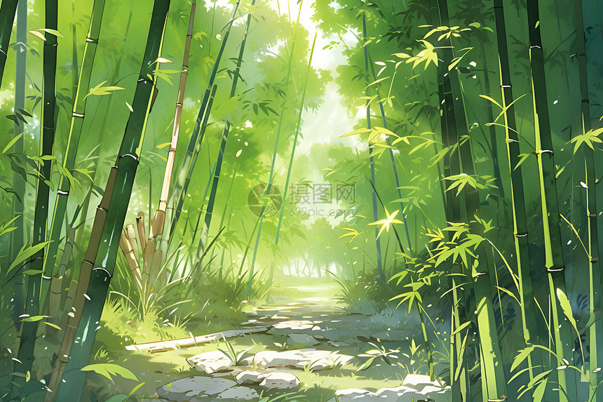 竹林中的风景图片