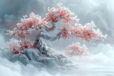 可爱松树装饰树的幻境设计图片