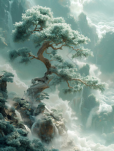 大树背景装饰创意神器的松树设计图片