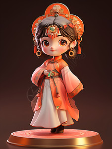 中国女孩穿着传统服饰背景图片