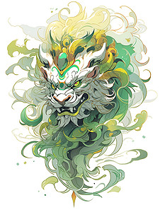 白狮中国神话的仙狮插画