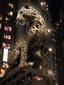 城市中的猎豹背景图片