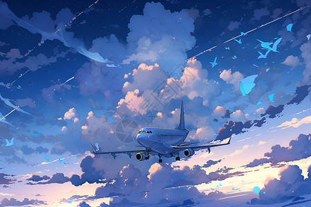 天空机翼天空上的飞机插画