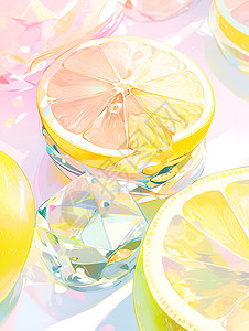 柠檬旁的钻石背景图片