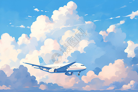 翱翔的飞机插画