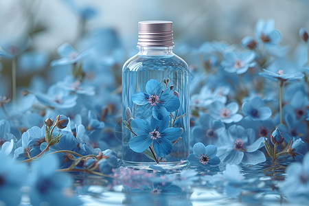 蓝色的瓶子花朵背景图片
