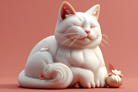 设计的小猫雕塑背景图片