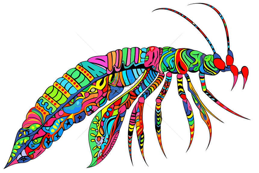 彩色拼接的昆虫图片