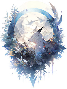 月光下的白狼背景图片