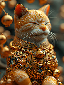 金色的猫咪背景图片