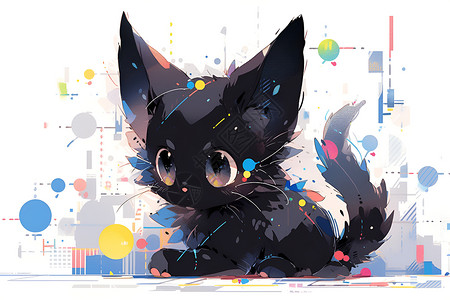 俏皮的小黑猫背景图片