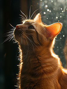 凝视窗外窗外细雨中的猫咪背景