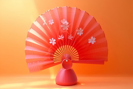 茶道中扇子风筝中的花海设计图片