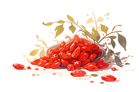 植物红红枸杞插图插画