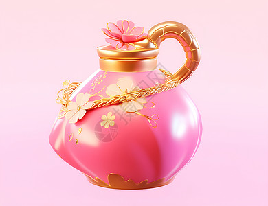 粉色金边茶壶背景图片