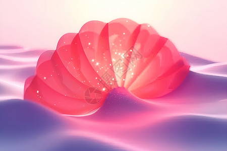 粉色扇面粉色贝壳的扇子插画