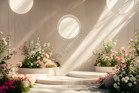 花园服盛放的花朵设计图片