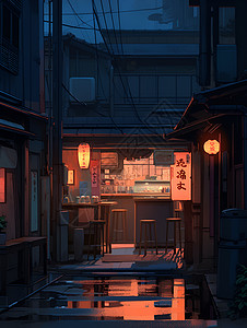 夜幕下的小巷背景图片