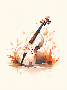 草坪上的小提琴高清图片