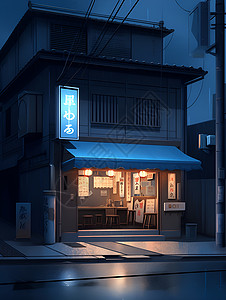夜幕中的餐厅背景图片