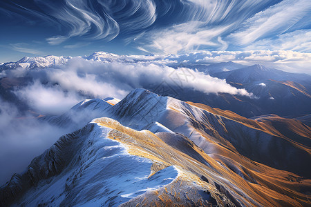 耸入云端的雪山背景图片