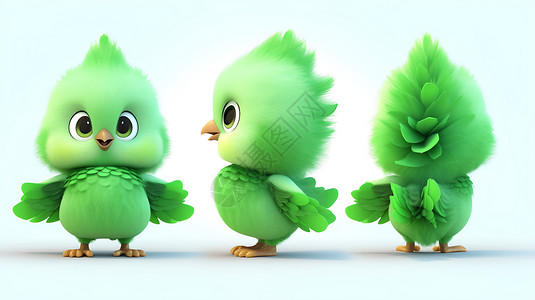 可爱的绿色小鸟背景图片