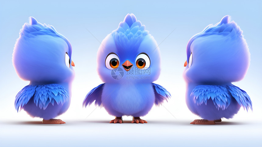 可爱的三只蓝鸟图片