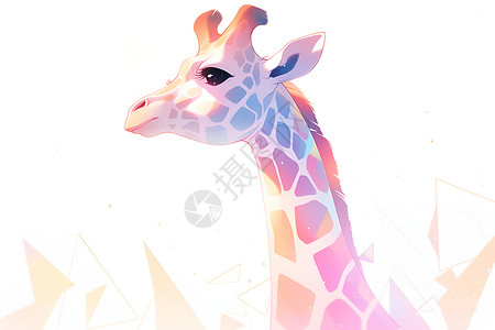 炫彩花纹炫彩的长颈鹿插画