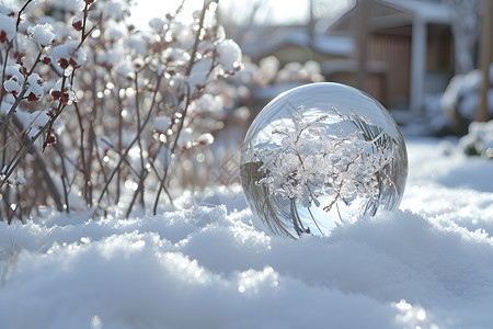 冰雪梦幻梦幻水晶球中的梅花设计图片