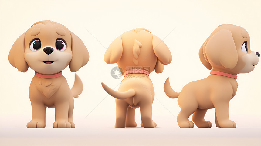 三只小狗站在一起图片