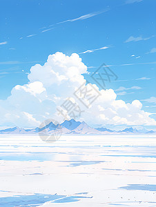 盐湖倒影盐湖旁的宽广天空插画