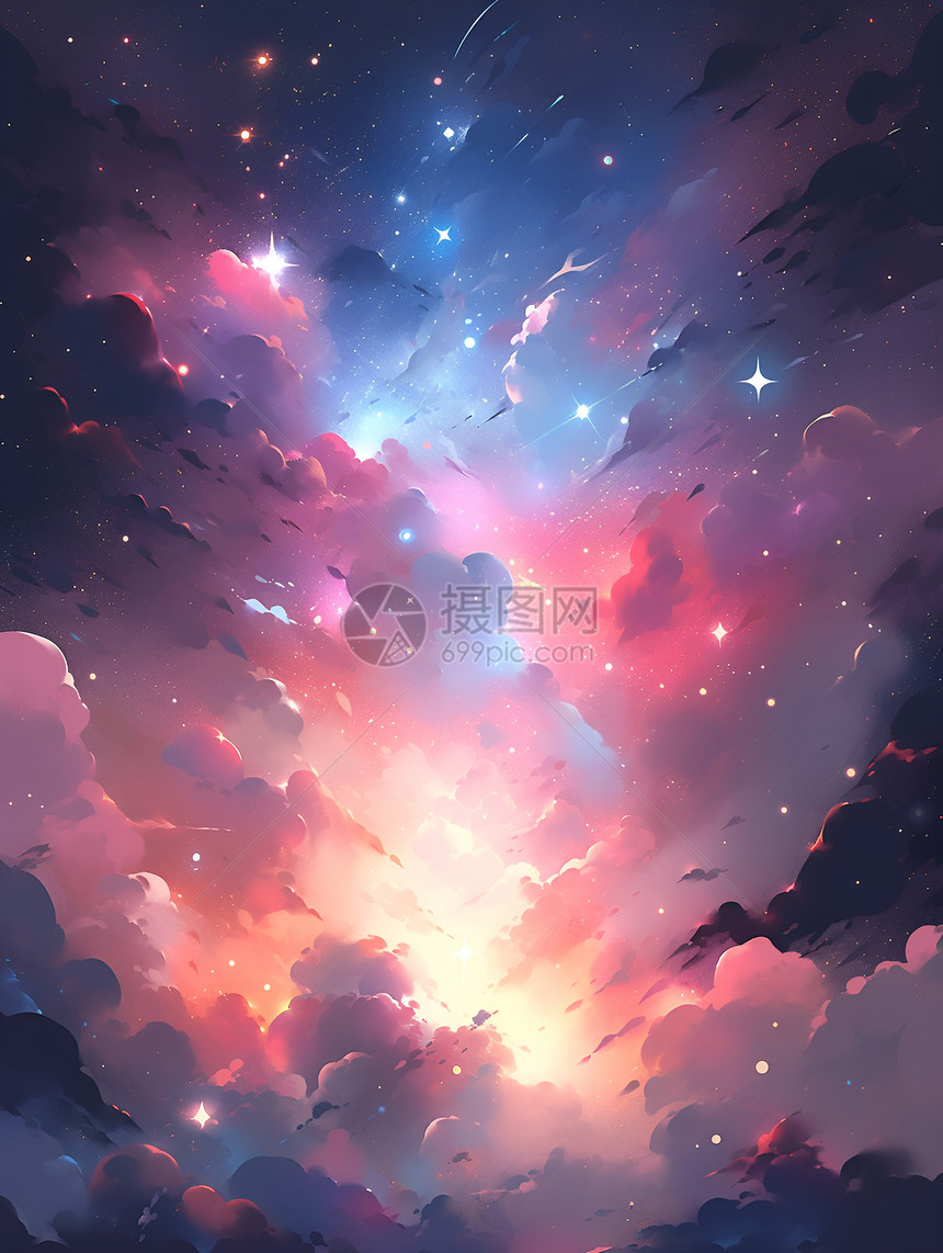 绚烂的星云插画图片