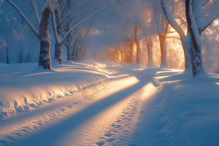 冬日美丽的雪景背景图片