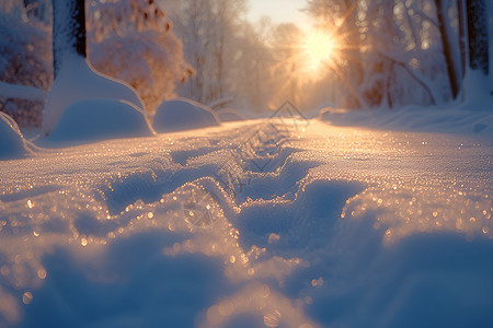 冬日晶莹雪景背景图片