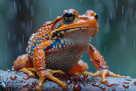 淋雨的青蛙雨滴淋雨高清图片