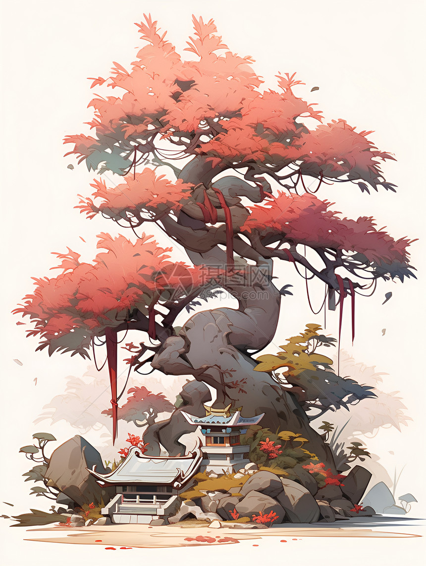 中国主题的树图片
